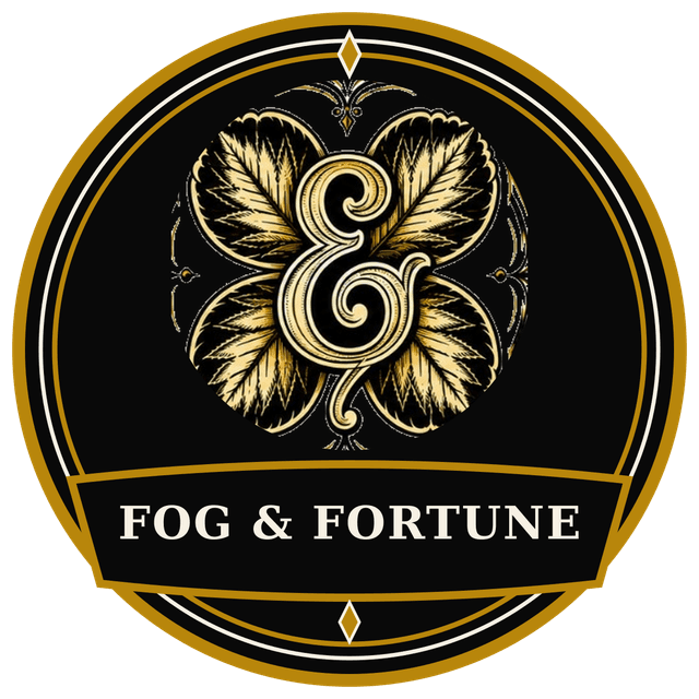 Fog & Fortune chest patch — clover-and-ampersand badge